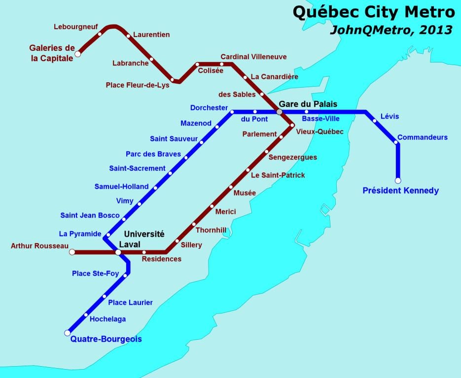 Quebec մետրոյի քարտեզ 