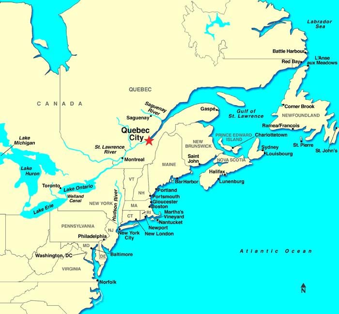 Quebec քարտեզի վրա Կանադայի